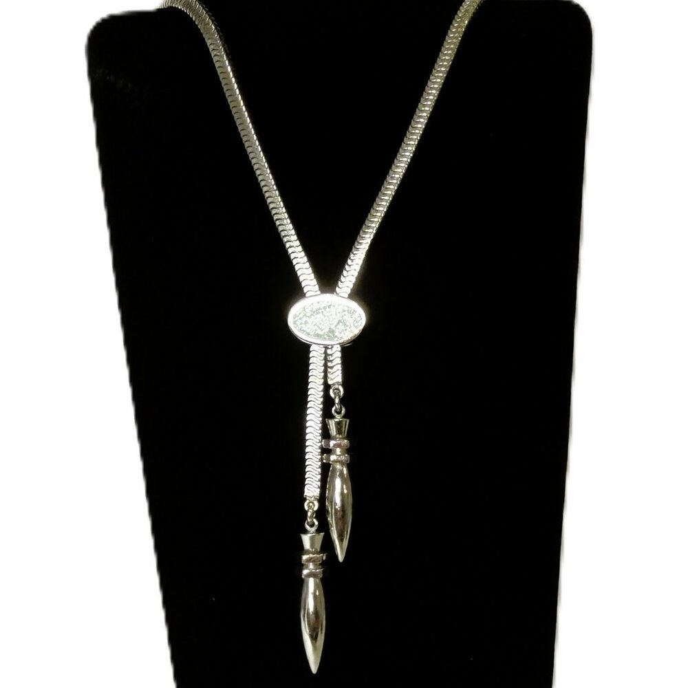 Vintage Monet Silver Tone Adjustable Lariat Bolero Style S Chain Necklace